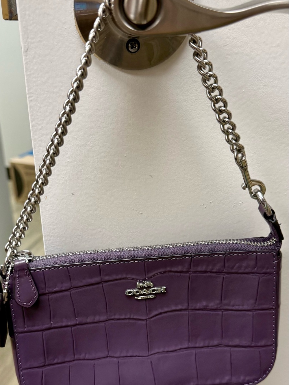 NWOT Coach Nolita 19 Crocodile Embossed Amethyst Bag CN382